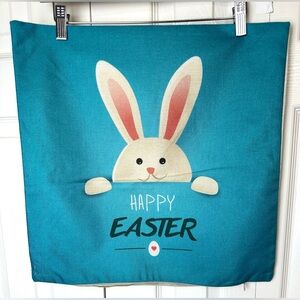 HAPPY EASTER Bunny Decorative Pillow Case Cover Blue Turquoise Pink Holiday Deco